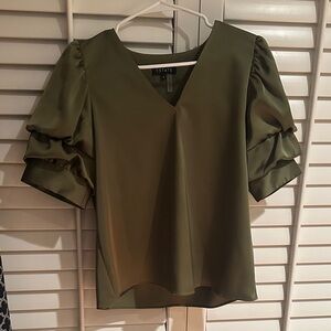 1. State Women's V-Neck Olive Blouse